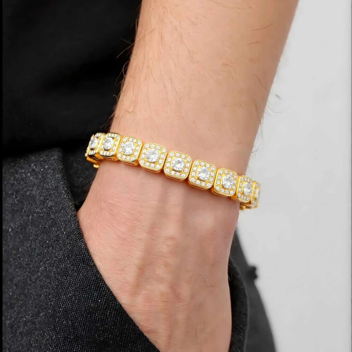 Vielring - Quadratische Tennis Armband - Edelstahl - Silber / 18 cm