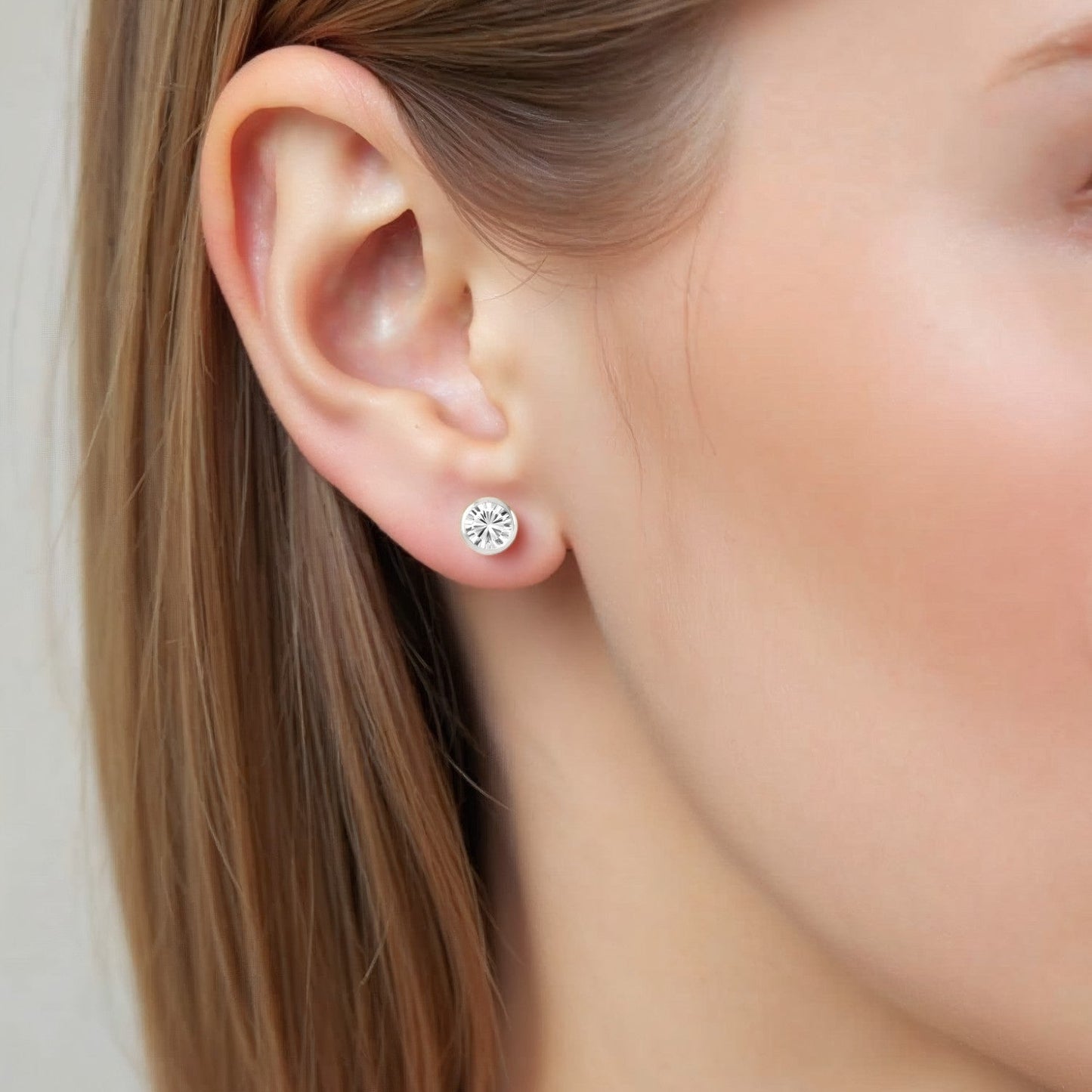 Vielring - Ohrstecker mit rundem Zirkonia Stein - 925 Silber - Gold