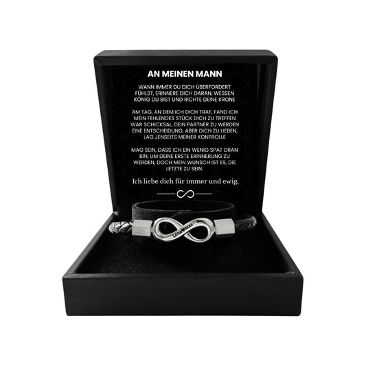 Vielring - "An meinen Mann" Personalisiertes Unendlichkeits-Armband - Silber / 19 cm - Schmales Handgelenk
