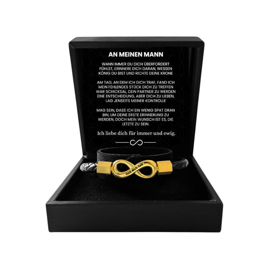 Vielring - "An meinen Mann" Personalisiertes Unendlichkeits-Armband - Gold / 19 cm - Schmales Handgelenk