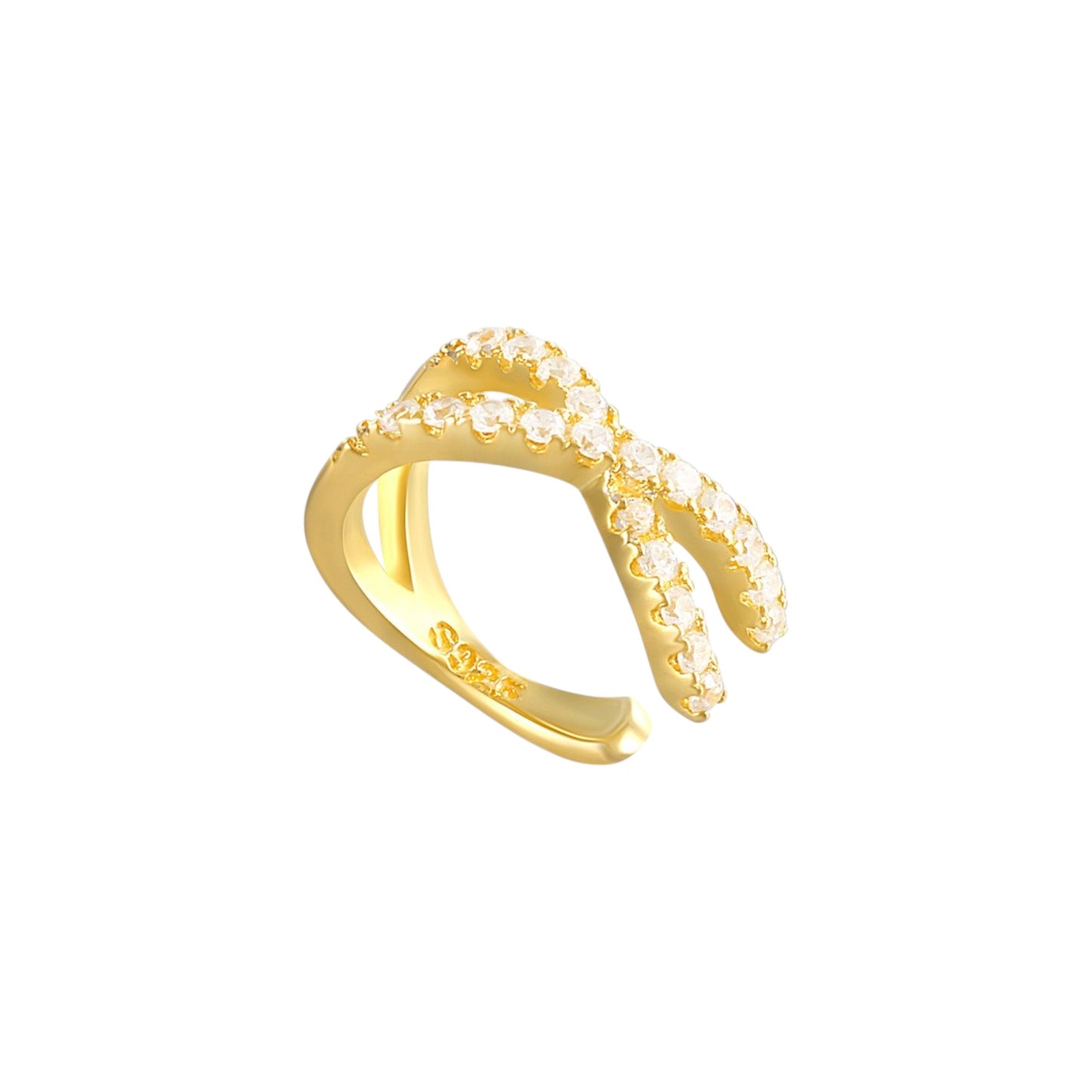 Vielring - Kreuzender Zirkonia Ear Cuff - 925 Silber - Gold / Einzeln