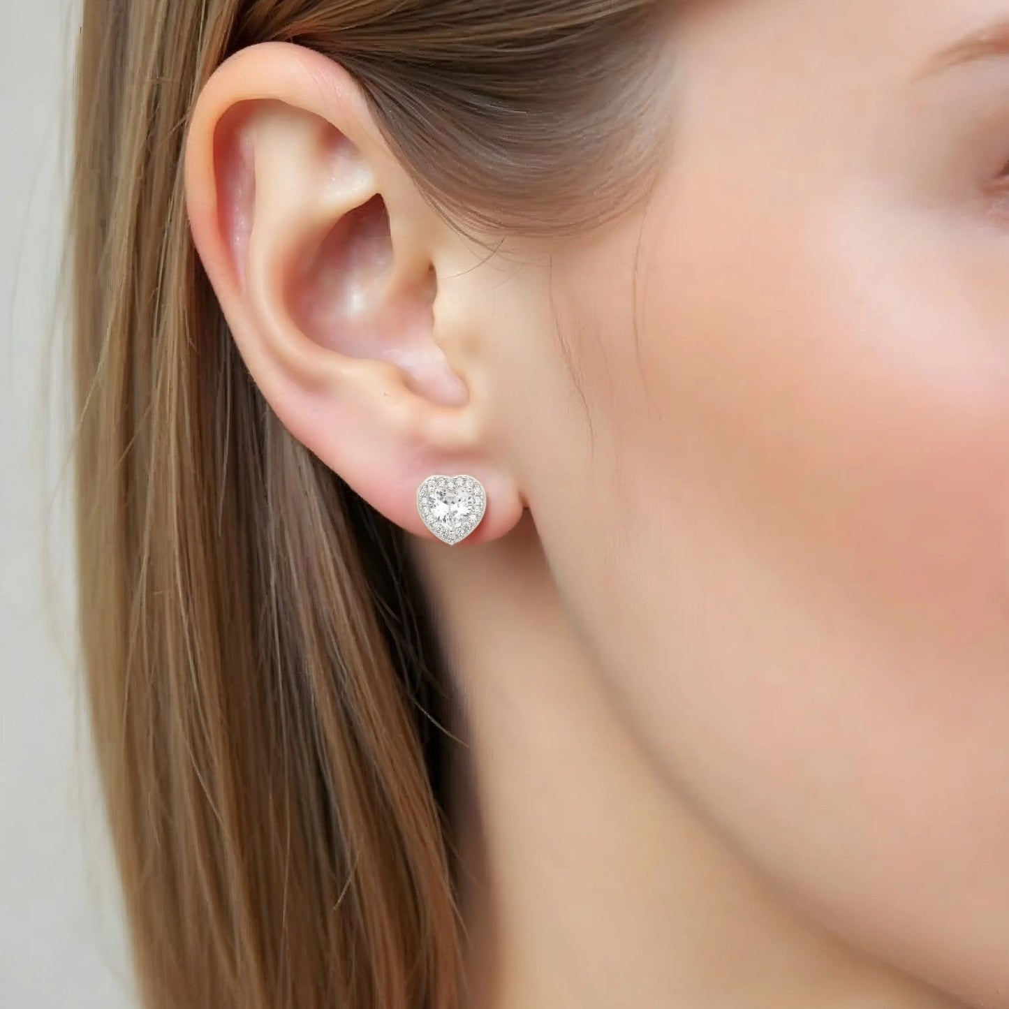 Vielring - Herz Kristall Ohrringe - 925 Silber - Gold / Einzeln