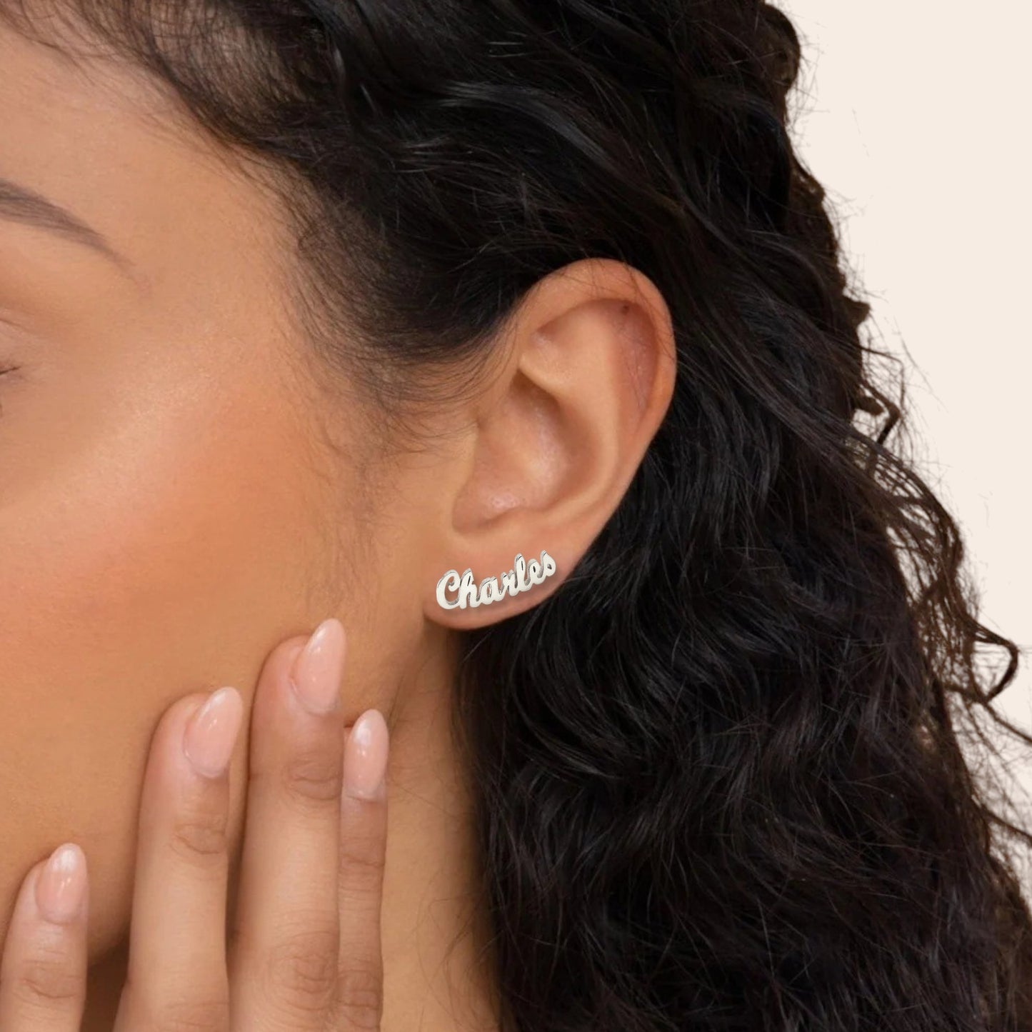 Vielring - Ohrstecker mit personalisierten Namen - 925 Silber - Gold / Einzeln