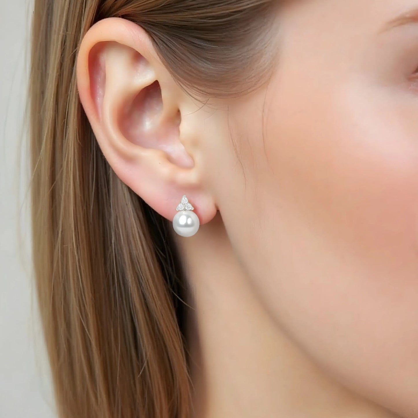 Vielring - Kristall Perlen Ohrstecker - 925 Silber - Gold / Einzeln