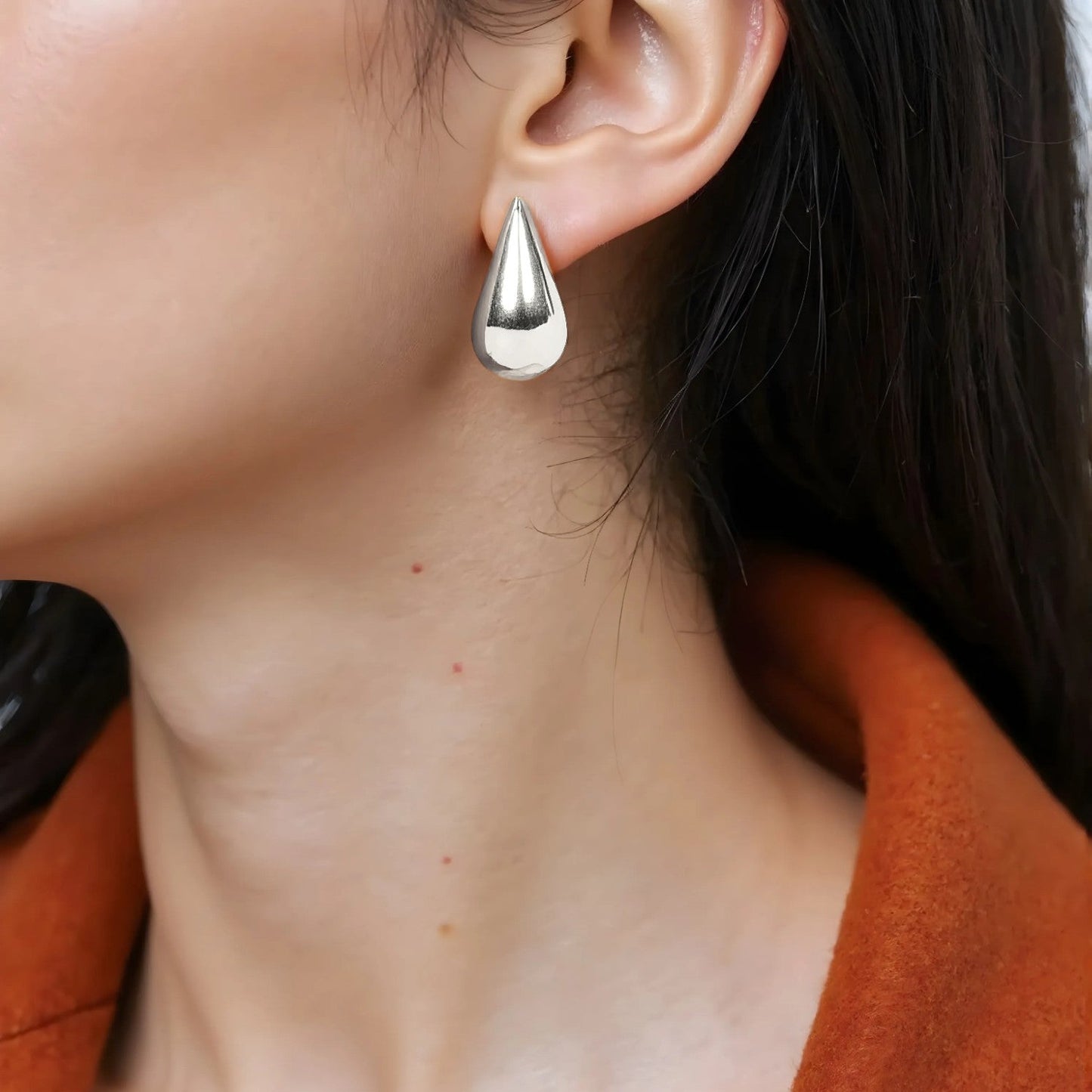 Vielring - Gefüllte Tropfen Ohrringe - 925 Silber - Gold / Einzeln