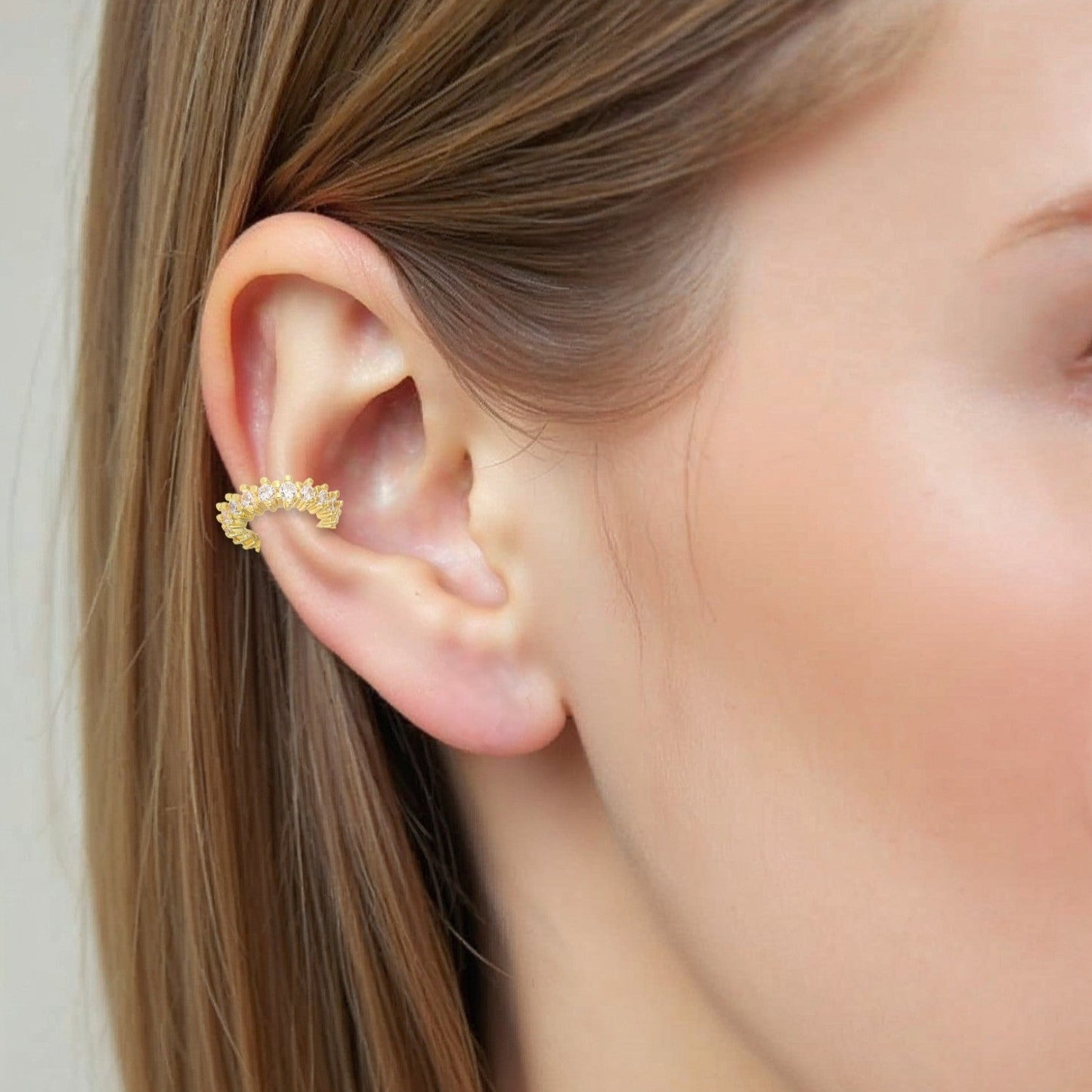 Vielring - Zirkonia Steinen Ear Cuff - 925 Silber - Gold