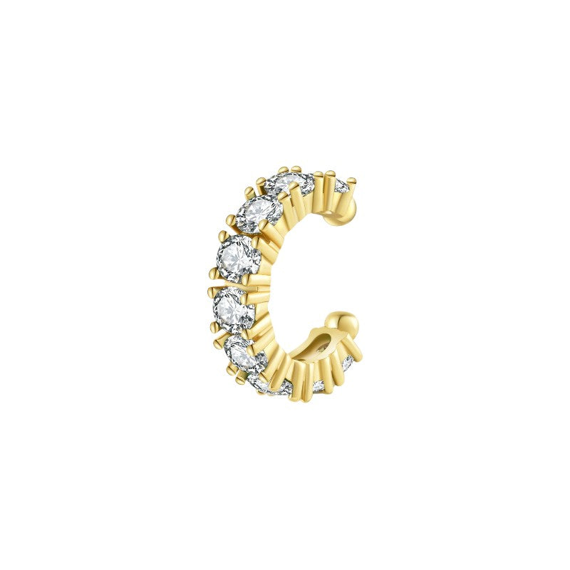 Vielring - Zirkonia Steinen Ear Cuff - 925 Silber - Gold / Einzeln