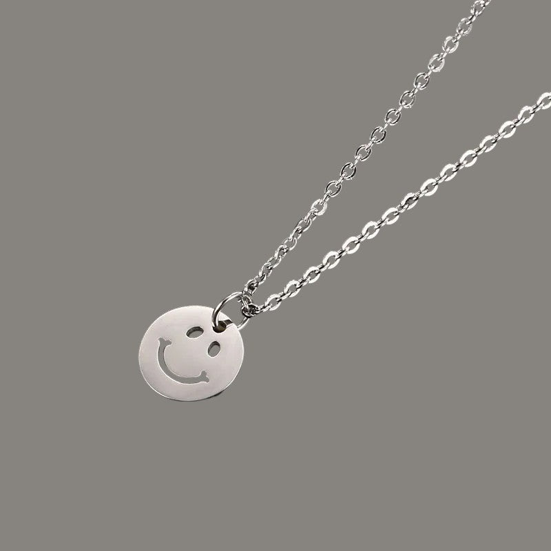 Vielring - Smiley Anhänger Halskette - Edelstahl - Silber
