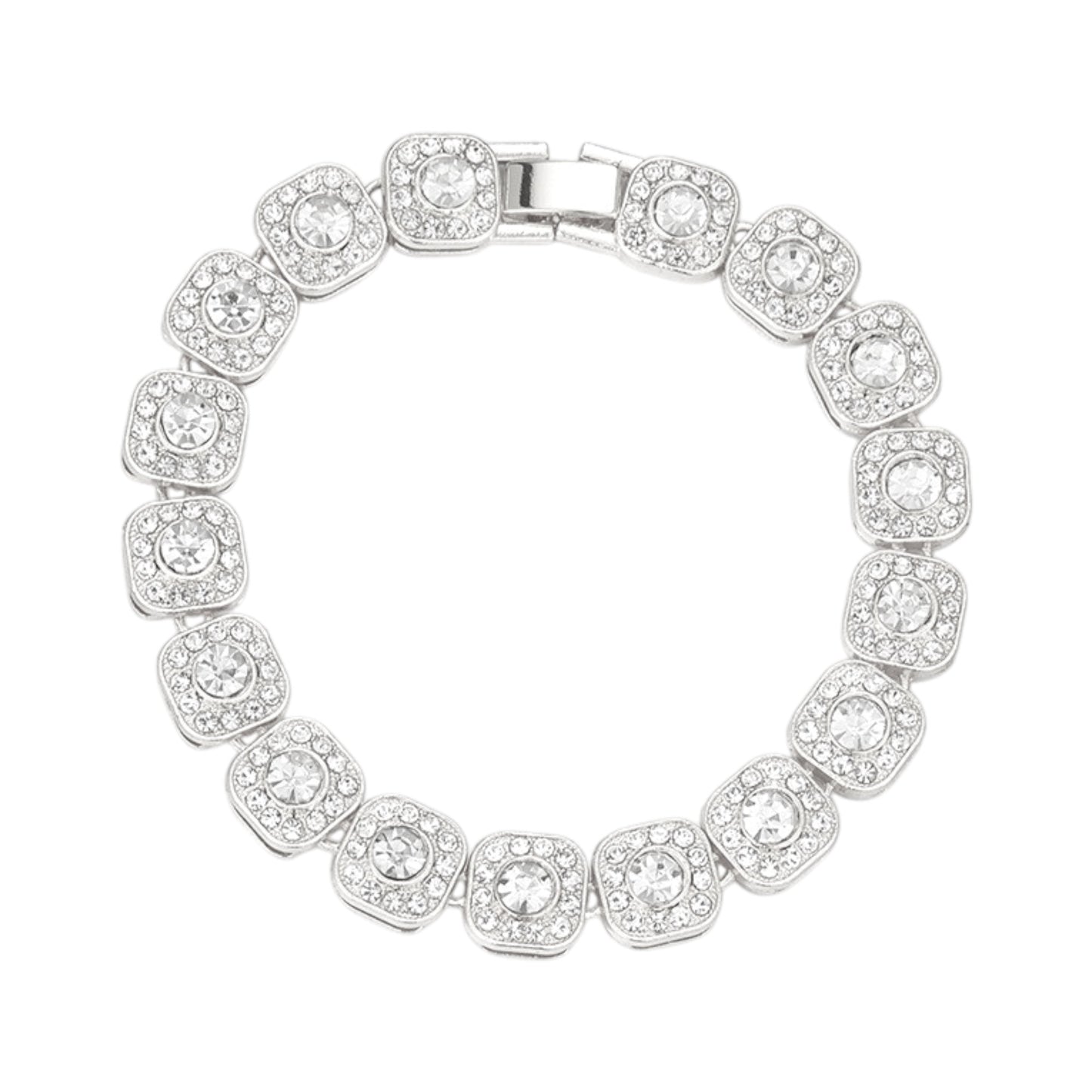 Vielring - Quadratische Tennis Armband - Edelstahl - Silber / 18 cm