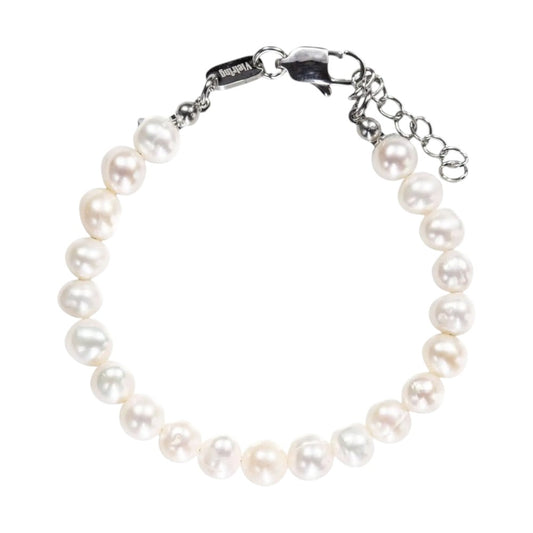 Vielring - Rundes Süßwasserperlen Armband - Edelstahl - Silber / 16+3 cm