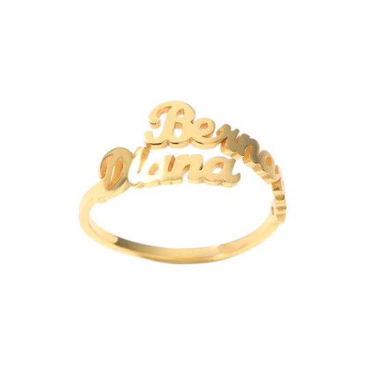 Vielring - Ring mit zwei persönlichem Namen - 925 Silber - Gold / Edelstahl