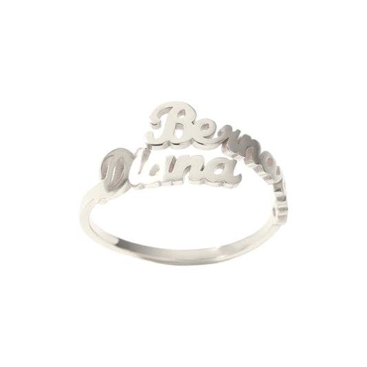 Vielring - Ring mit zwei persönlichem Namen - 925 Silber - Silber / Edelstahl