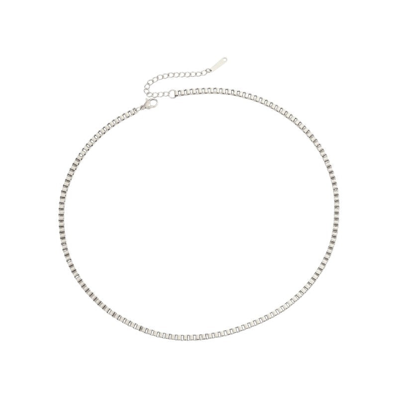 Vielring - Quadratische Glieder Fußkettchen - Edelstahl - Silber