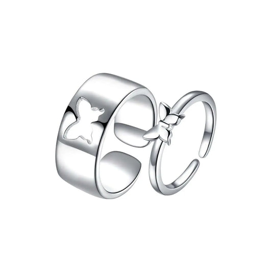 Vielring - Schmetterling Paar Ringe • Jahrestag Ringe • Silber 925 - Silber / Kupfer