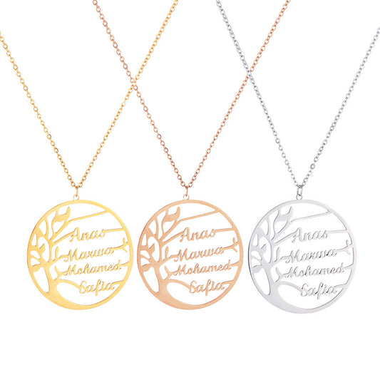 Vielring - Lebensbaum Kette mit personalisierten Namen - 925 Silber - Gold / Edelstahl / 40+5 cm