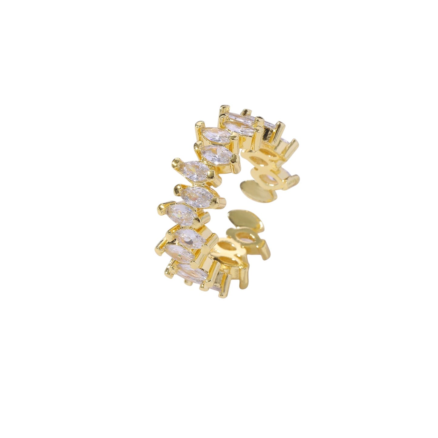 Vielring - Unregelmäßiger Zirkonia Steinen Ear Cuff - 925 Silber - Gold