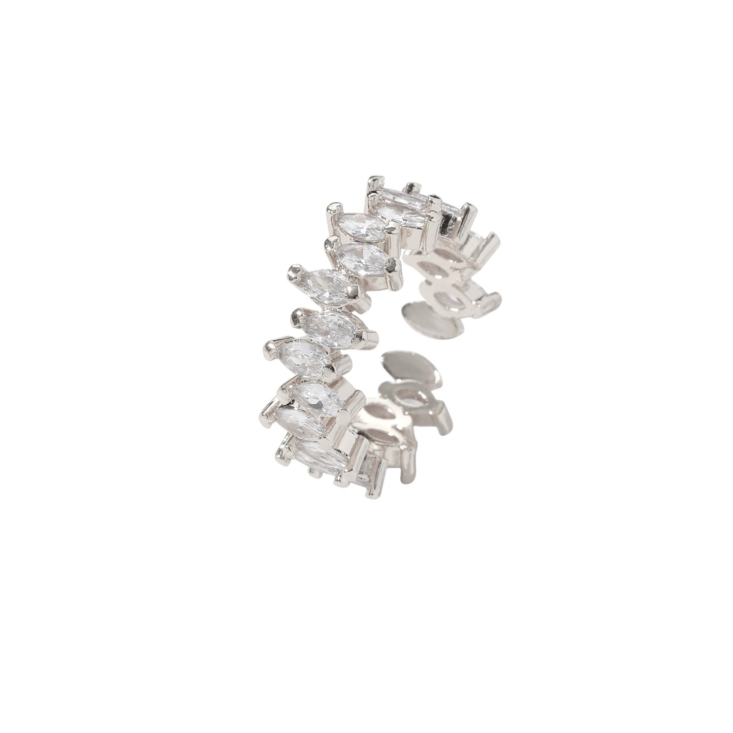 Vielring - Unregelmäßiger Zirkonia Steinen Ear Cuff - 925 Silber - Silber
