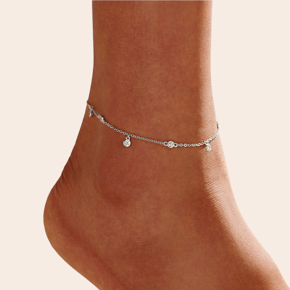 Vielring - Zirkonia Steinen Fußkettchen - 925 Silber - Gold