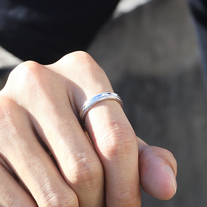 Vielring - Mustergeprägter Drehbarer Ring - 925 Silber - Silber / 16 mm - US 6