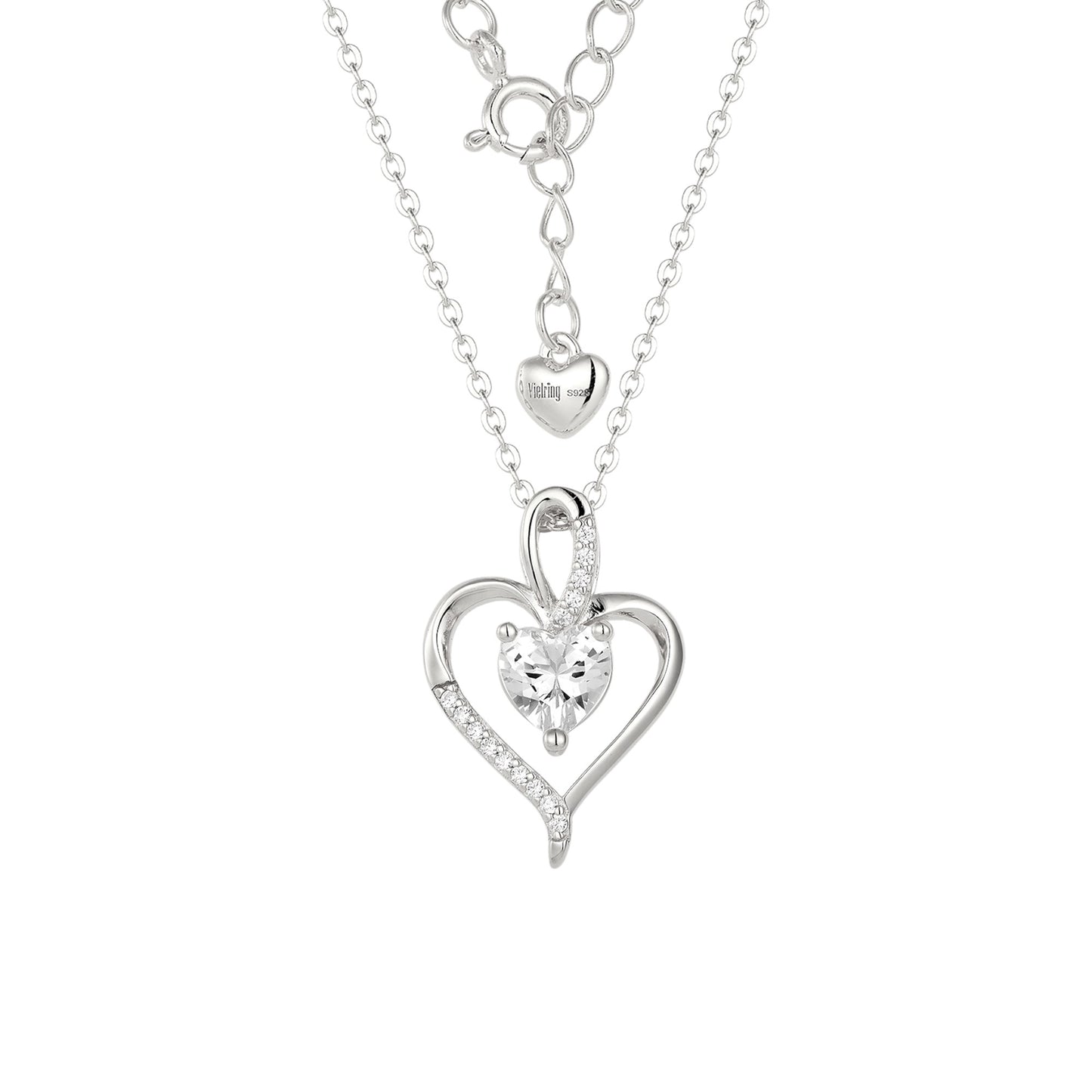 Vielring - Herz Zirkonia Halskette mit Herz Stein - 925 Silber - Gold