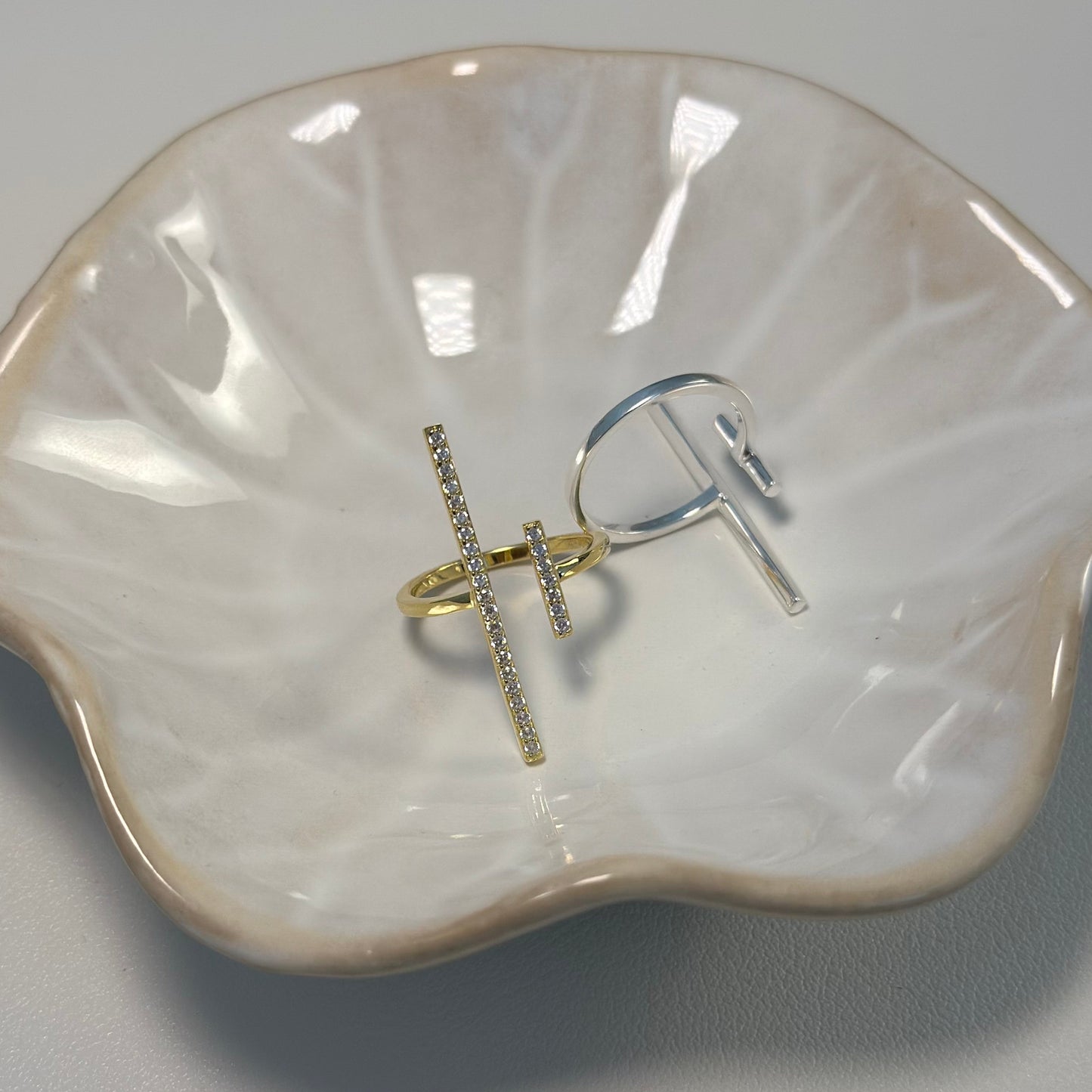 Square ring with zirconia stones - 925 silver