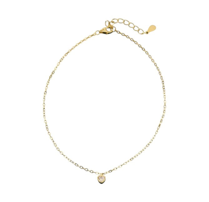 Vielring - Herz Zirkonia Stein Fußkettchen - 925 Silber - Gold