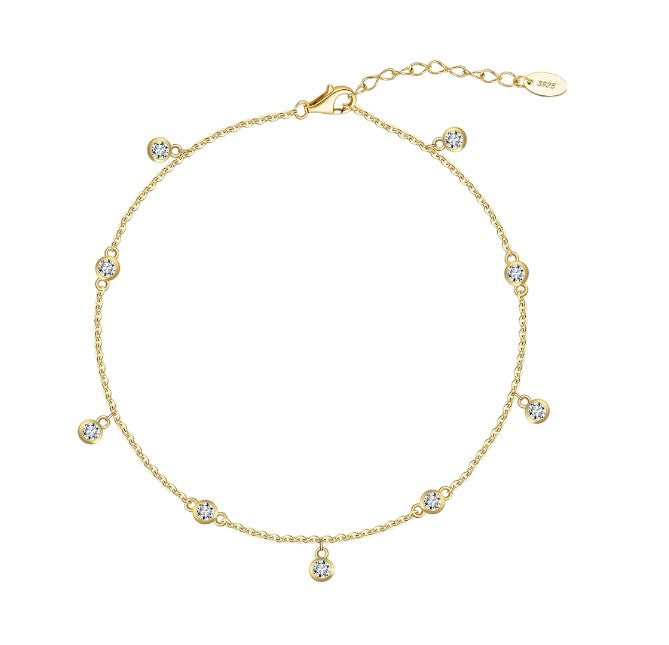 Vielring - Zirkonia Steinen Fußkettchen - 925 Silber - Gold