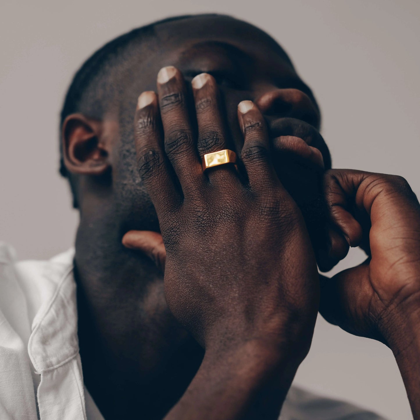 Vielring - Massiver Siegelring - 925 Silber - Silber / Kupfer