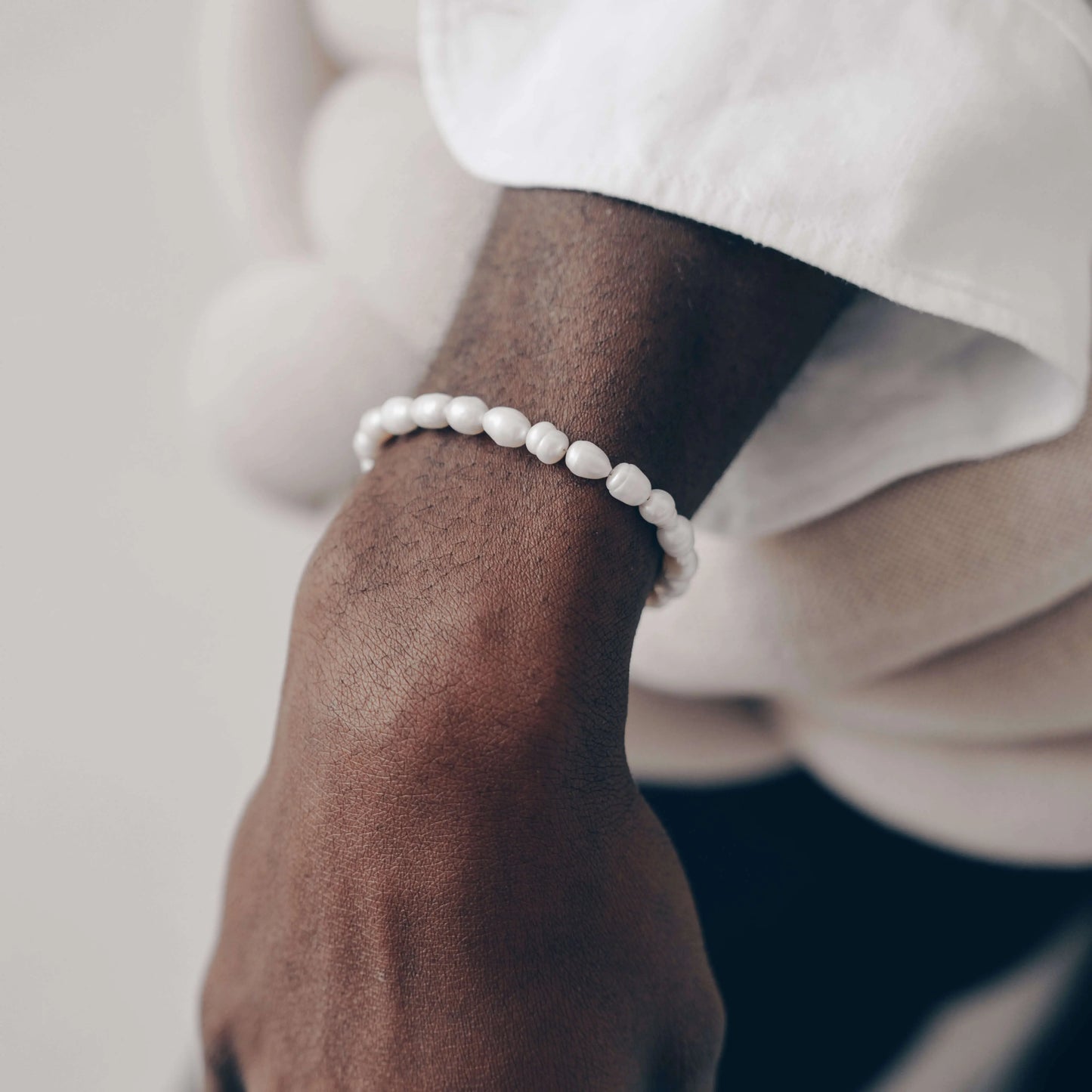 Vielring - Ovales Süßwasserperlen Armband - Edelstahl - Silber / 16 + 3 cm