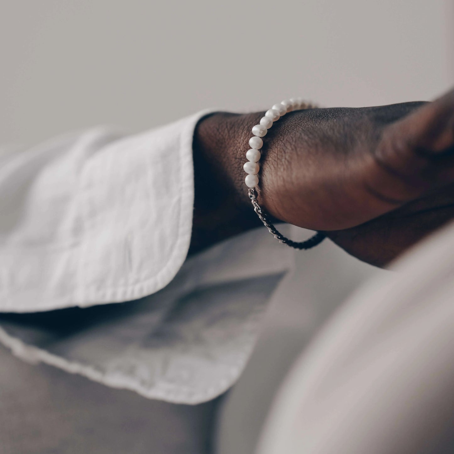 Vielring - Süßwasserperlen Glieder Armband - Edelstahl - Gold / 16 + 3 cm