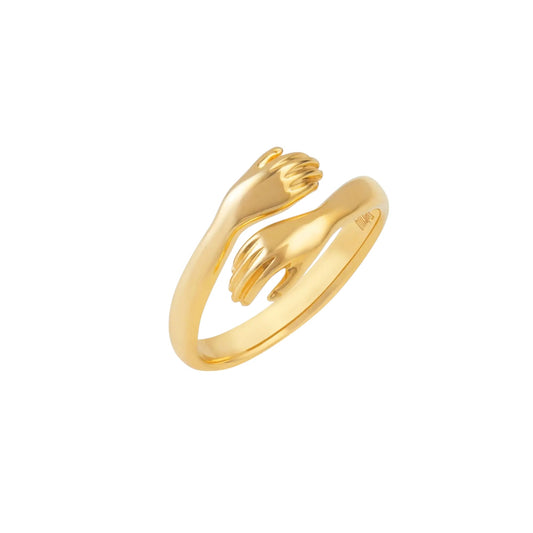 Vielring - Offener Umarmungsring Liebe - 925 Silber - Gold / Edelstahl
