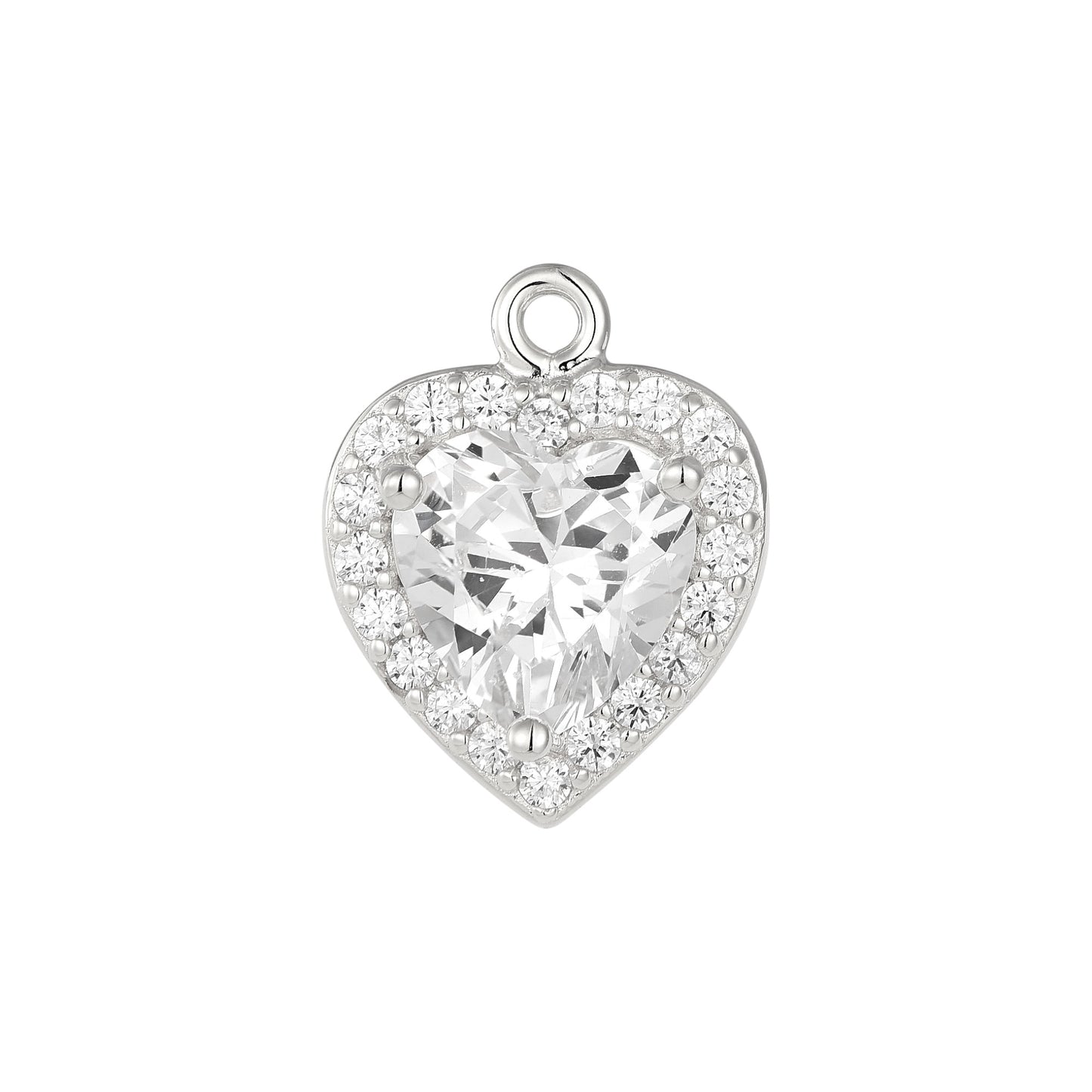 Vielring - Herzstein Charm mit Zirkonia Steinen - 925 Silber - Silber