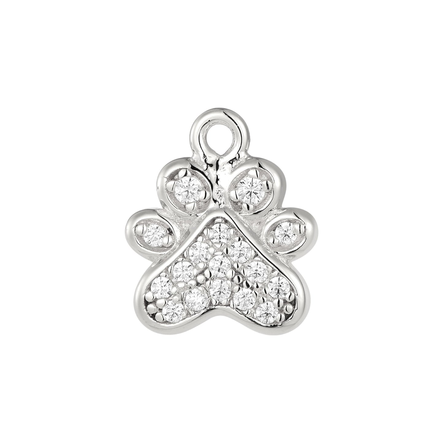 Vielring - Pfoten Charm mit Zirkonia Steinen - 925 Silber - Silber
