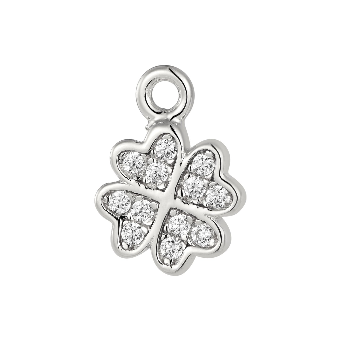 Vielring - Kleeblatt Charm mit Zirkonia Steinen - 925 Silber - Silber