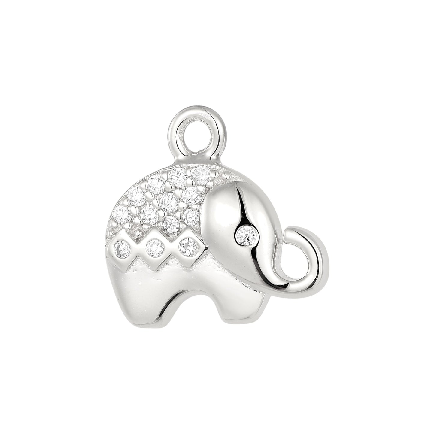 Vielring - Elephant Charm mit Zirkonia Steinen - 925 Silber - Silber