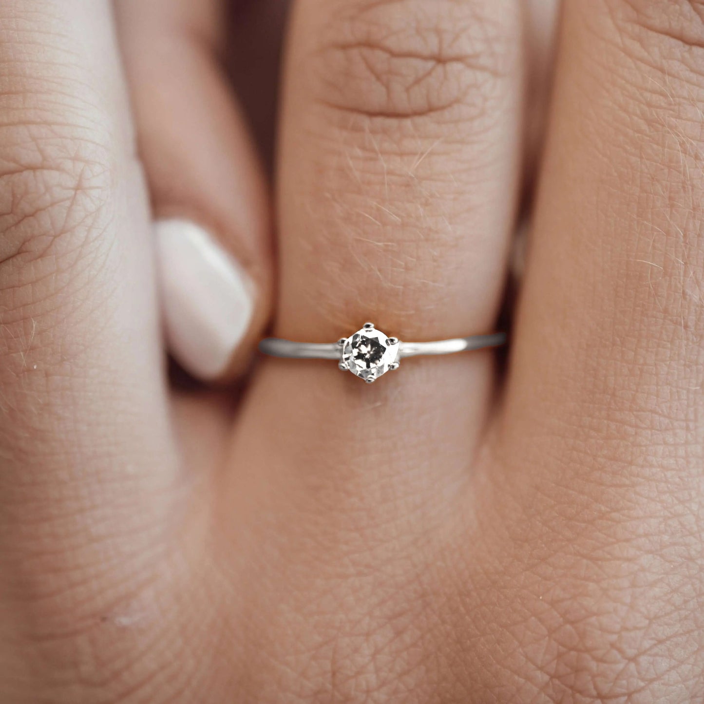 Vielring - Weißer CZ Ring - 925 Silber - Gold