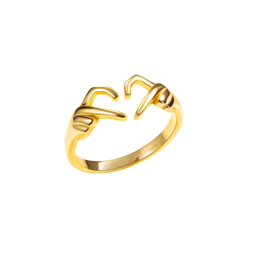 Vielring - Herz Hände Ring - 925 Silber - Gold
