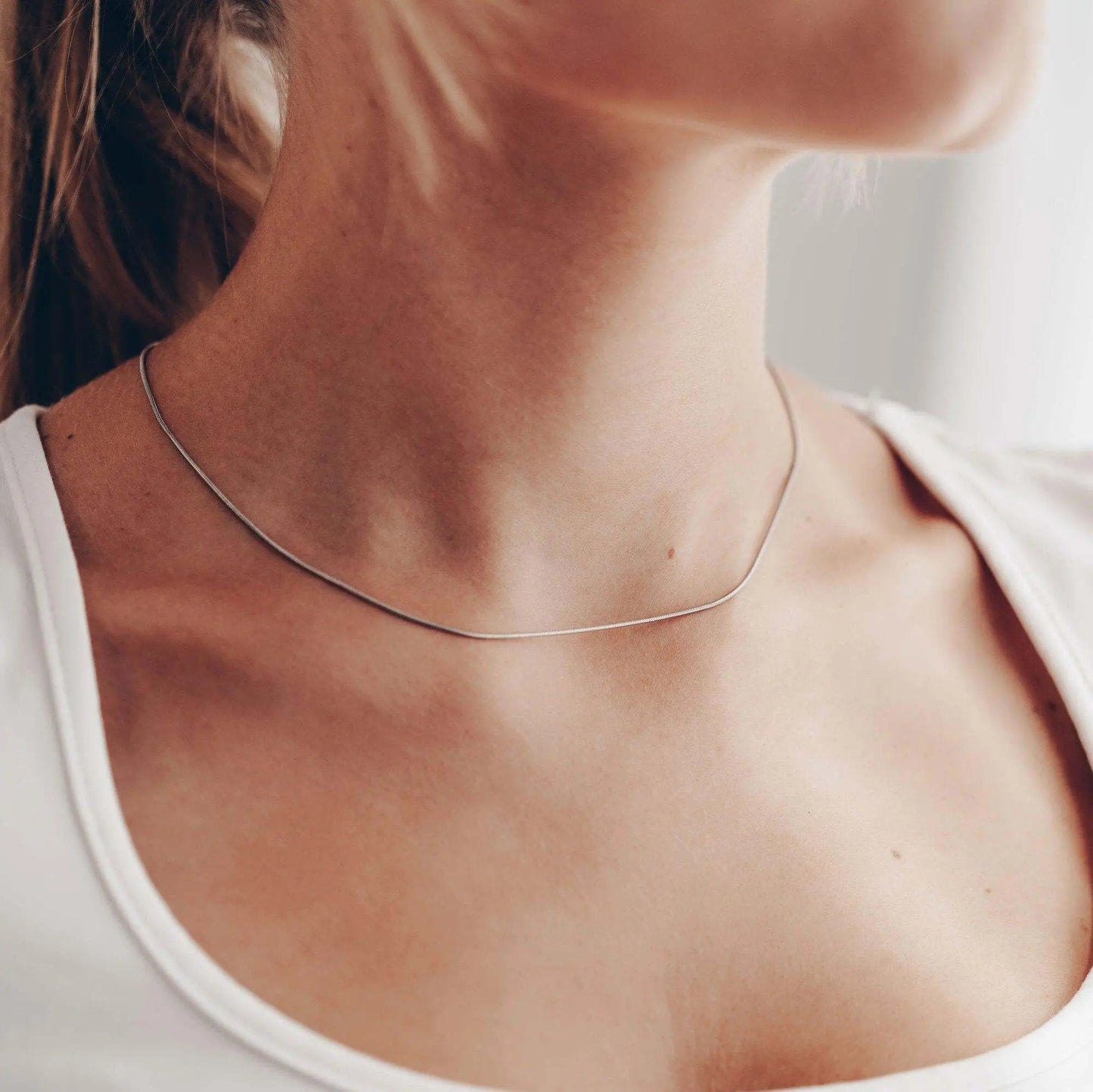 Vielring - Dünne Schlangenkette - 925 Silber - Gold