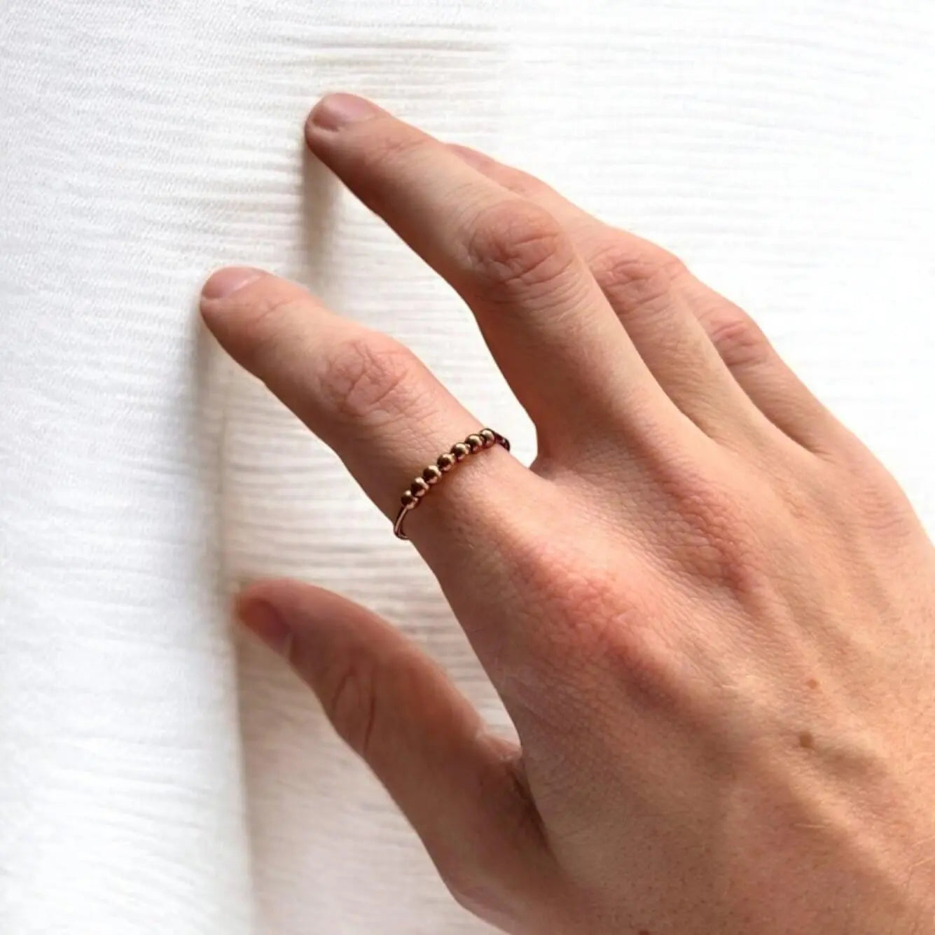 Vielring - Perlen Drehbarer Ring - Edelstahl - Gold