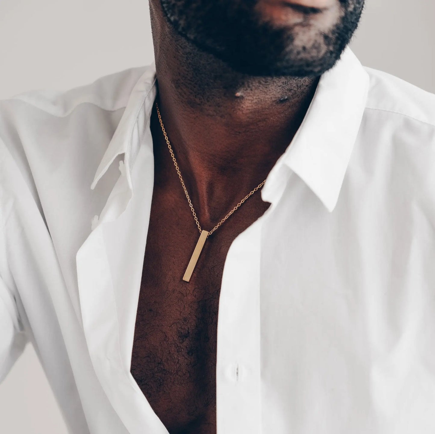 Vielring - Säulen Halskette - Edelstahl - Silber