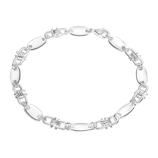 Plate Chain Bracelet 6mm - 925 Silver