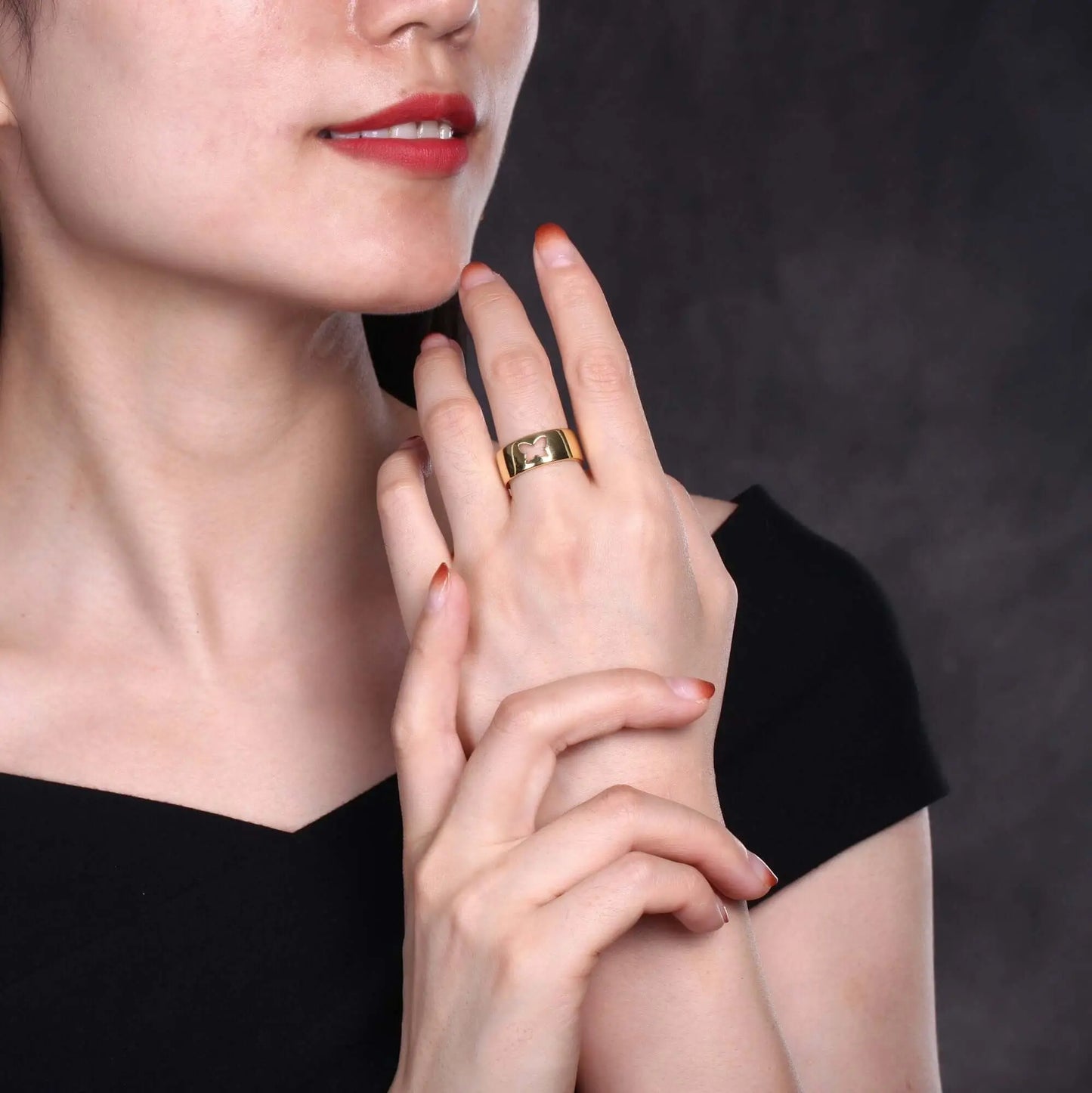 Vielring - Schmetterling Paar Ringe • Jahrestag Ringe • Silber 925 - Silber / Kupfer