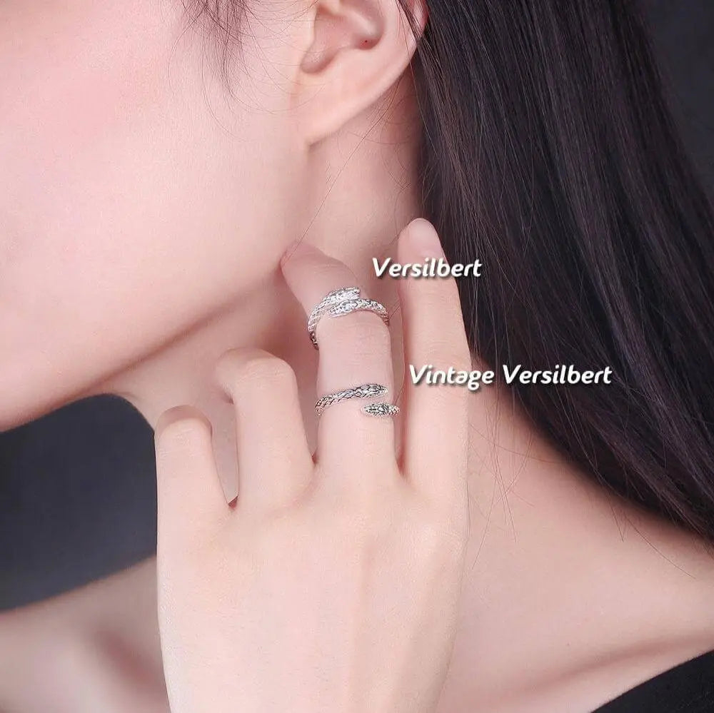 Vielring - Filigraner Schlangenring - 925 Silber - Gold / Kupfer