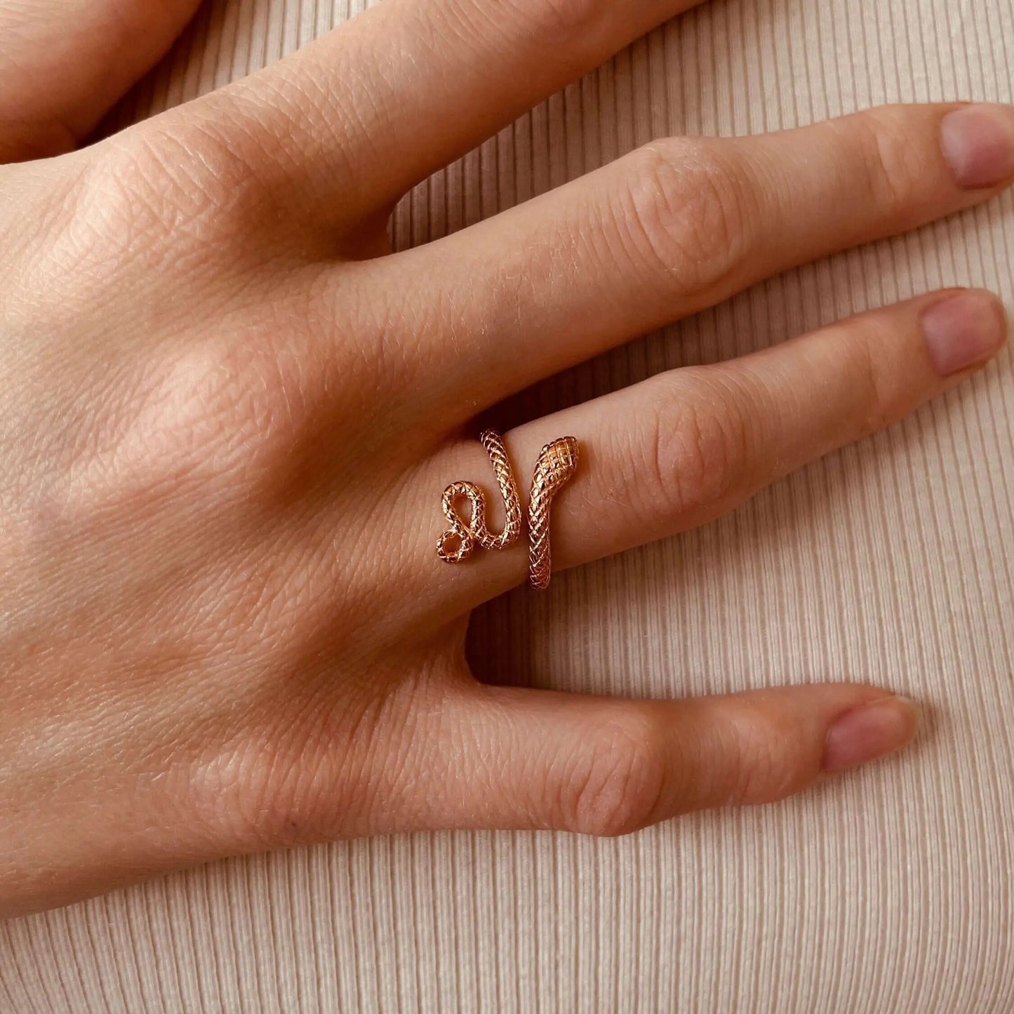 Vielring - Gewickelter Schlangenring - 925 Silber - Gold / Kupfer