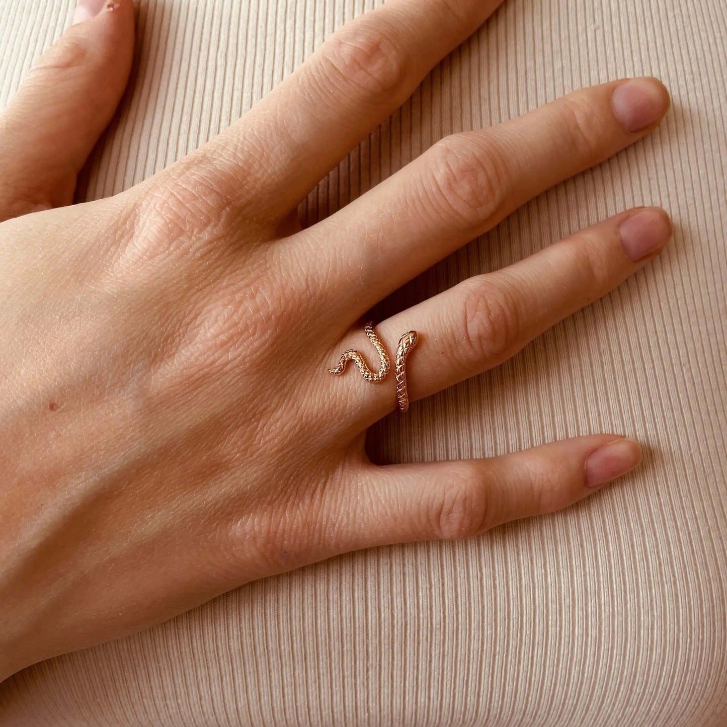 Vielring - Zarter Schlangenring - 925 Silber - Gold / Kupfer