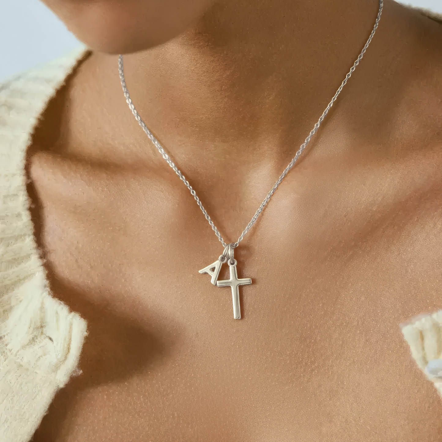 Square Zirconia Necklace - 925 Silver