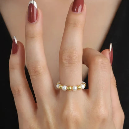 Süßwasserperlen Anti-Stress-Ring – 925 Silber