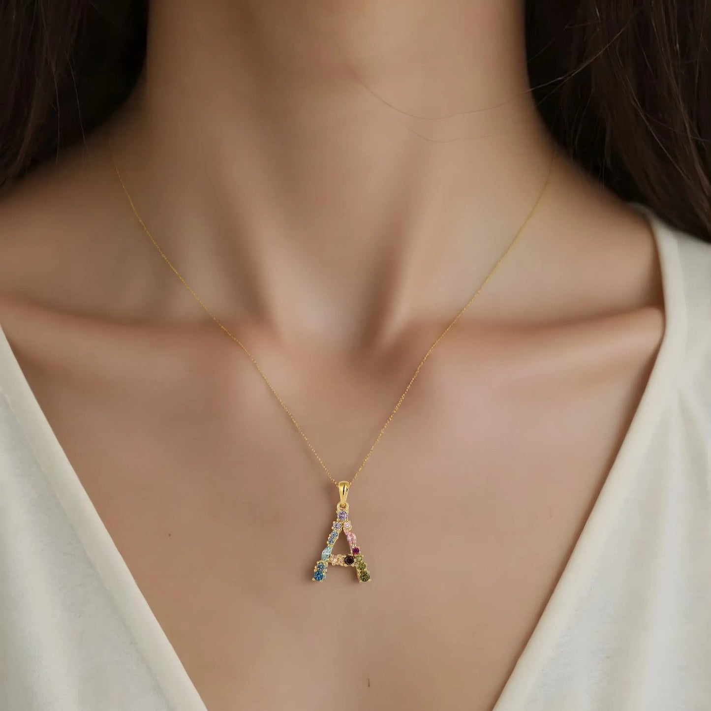 Square Zirconia Necklace - 925 Silver
