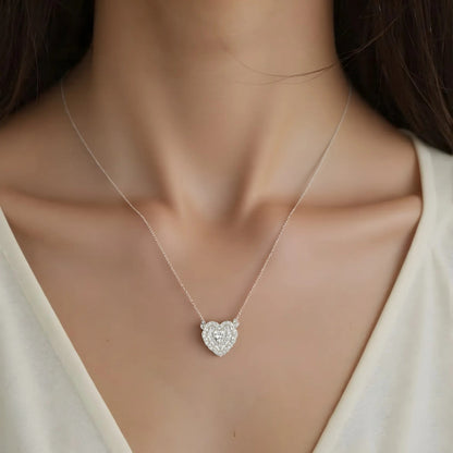 Square Zirconia Necklace - 925 Silver