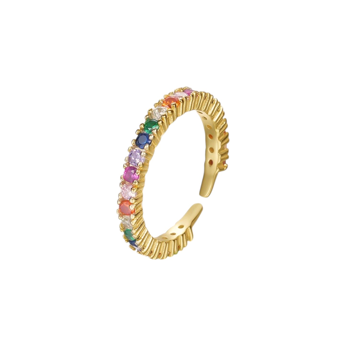 Square ring with zirconia stones - 925 silver